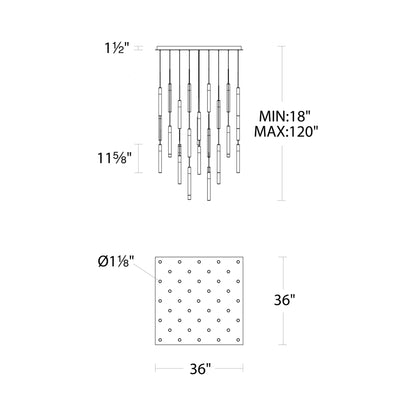 Magic Square LED Pendant Light - line drawing.