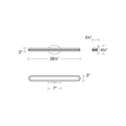 Mainline LED Bath Vanity Light - line drawing.