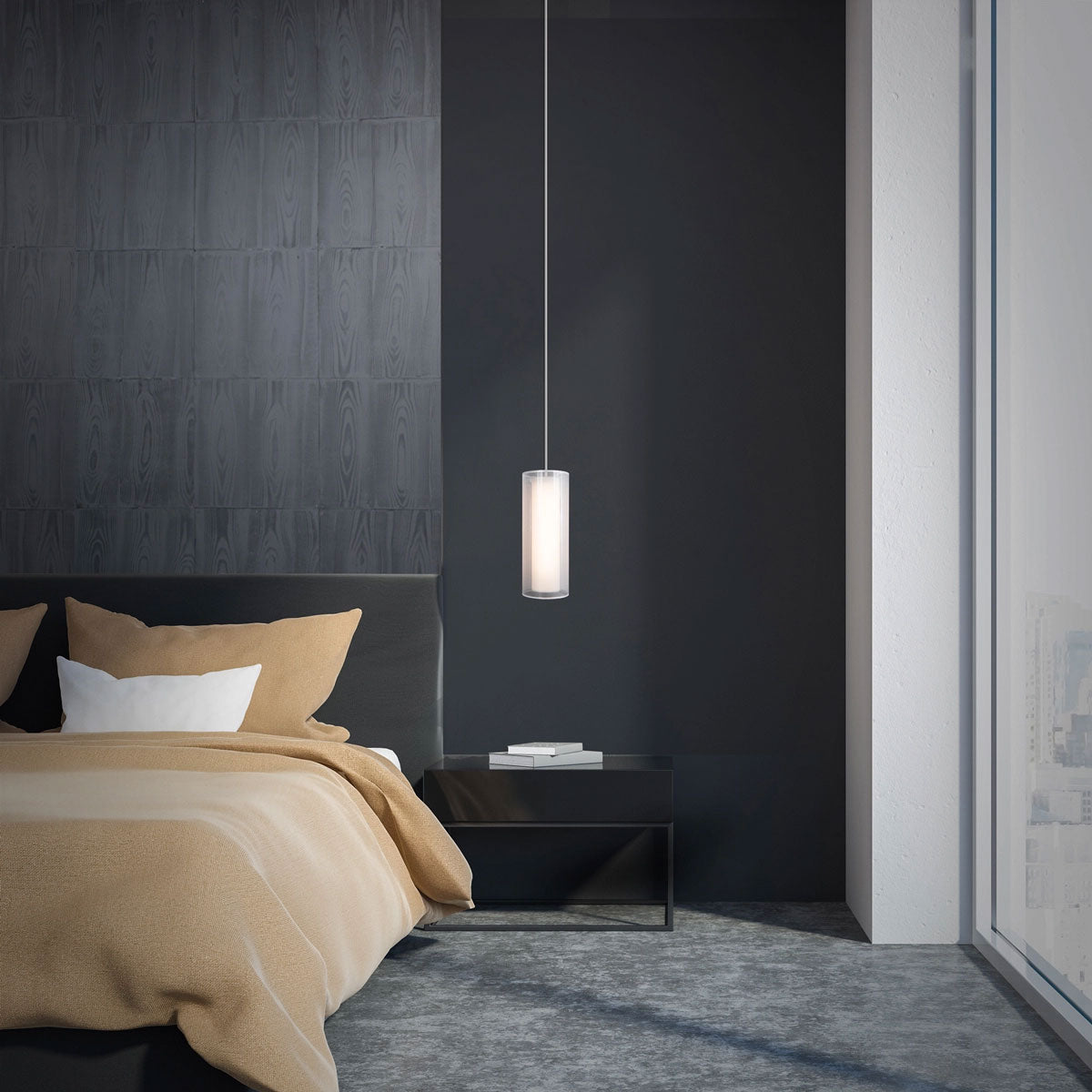 Metropolis LED Pendant Light in bedroom.