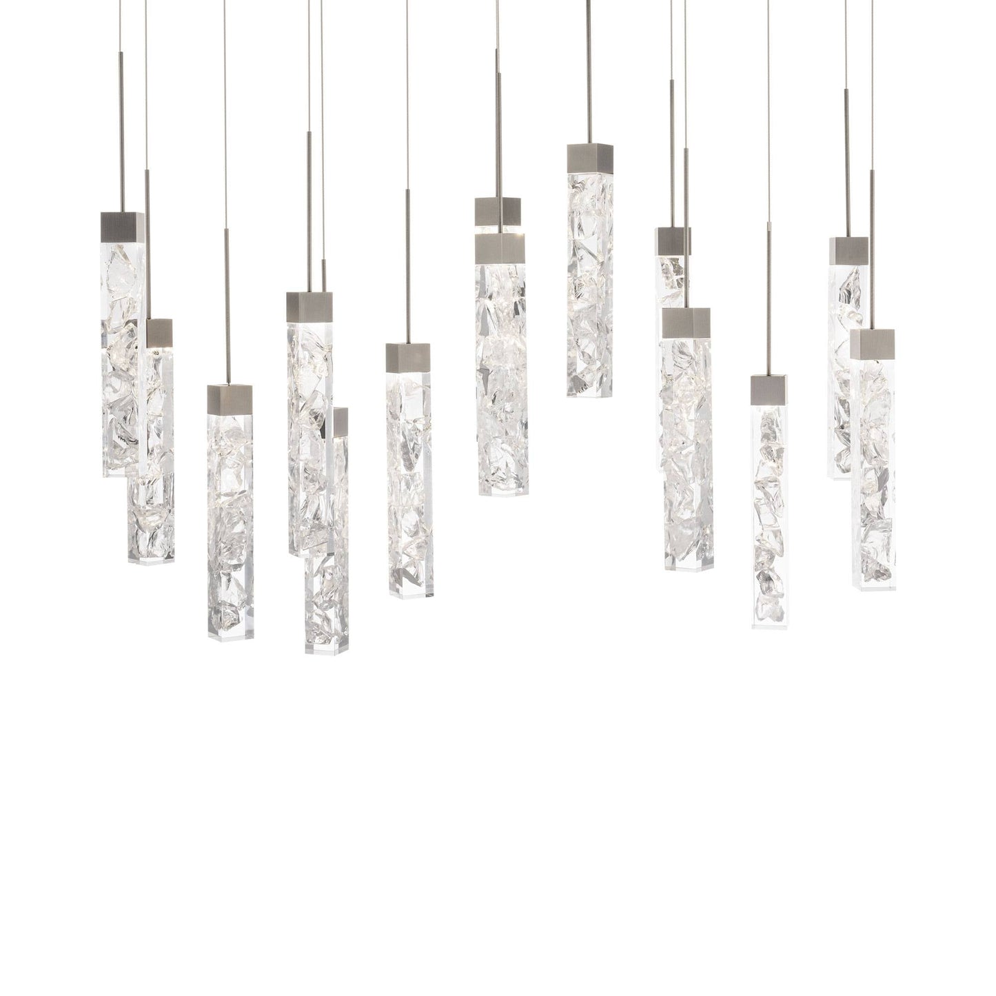 Minx LED Linear Multi Pendant Light in Antique Nickel (14-Light).