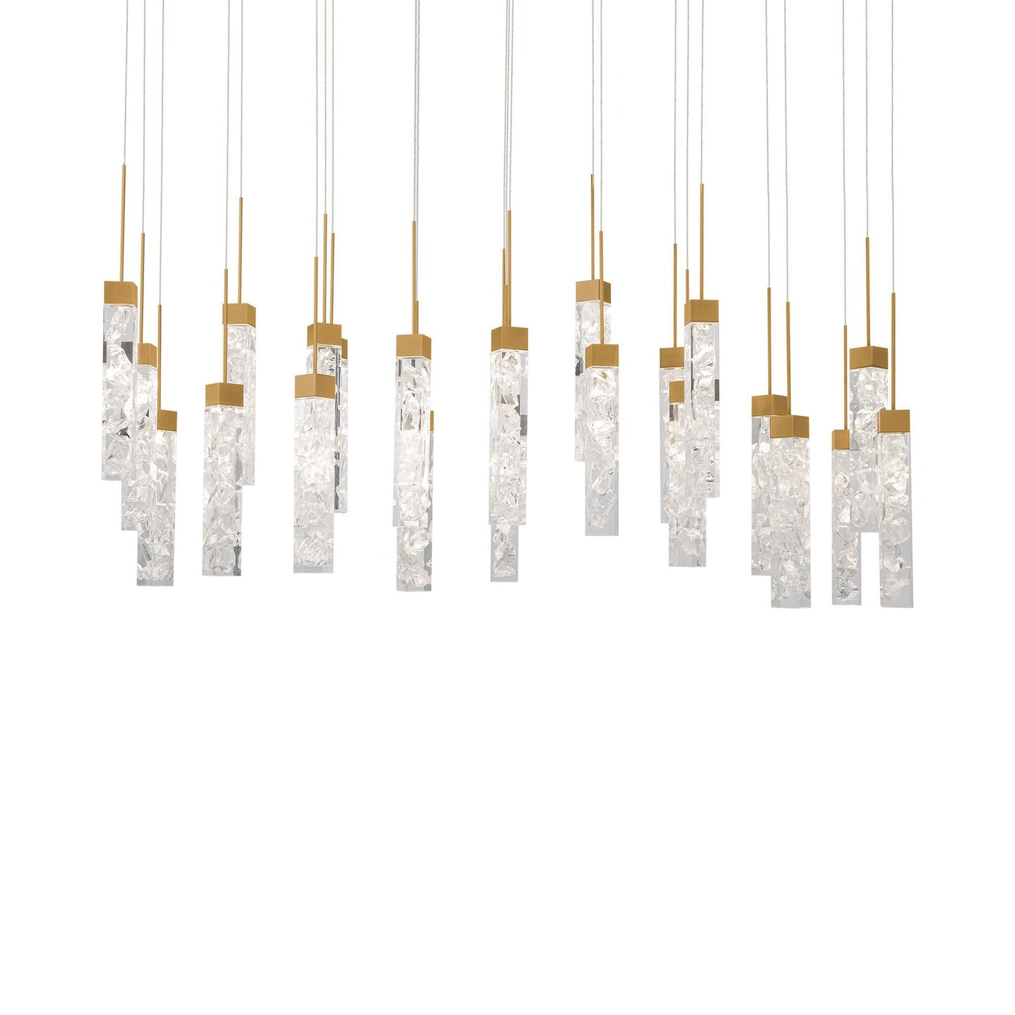Minx LED Linear Multi Pendant Light in Aged Brass (23-Light).