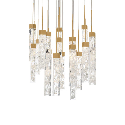 Minx LED Multi Light Pendant Light in Aged Brass (101W).