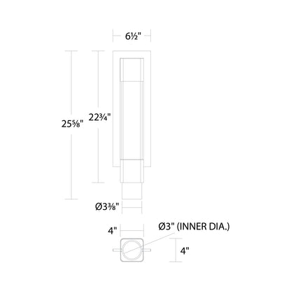 Mist Outdoor LED Post Light - line drawing.