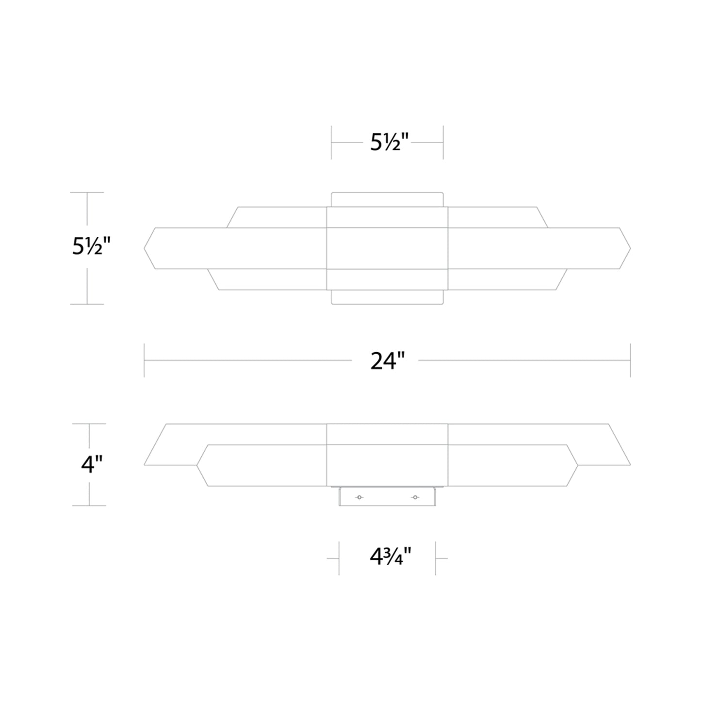 Montage LED Bath Vanity Light - line drawing.