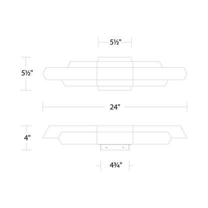 Montage LED Bath Vanity Light - line drawing.