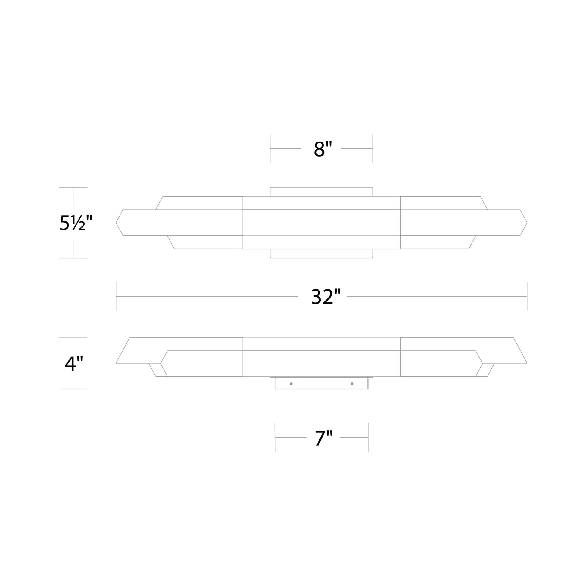 Montage LED Bath Vanity Light - line drawing.