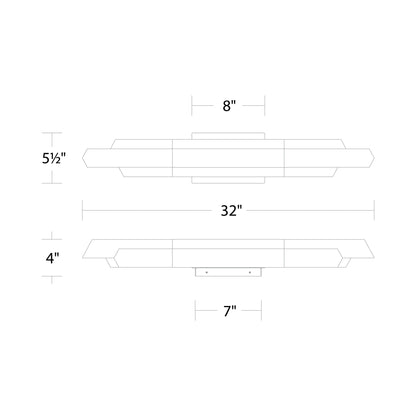 Montage LED Bath Vanity Light - line drawing.