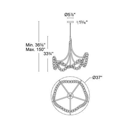 Parel LED Chandelier - line drawing.