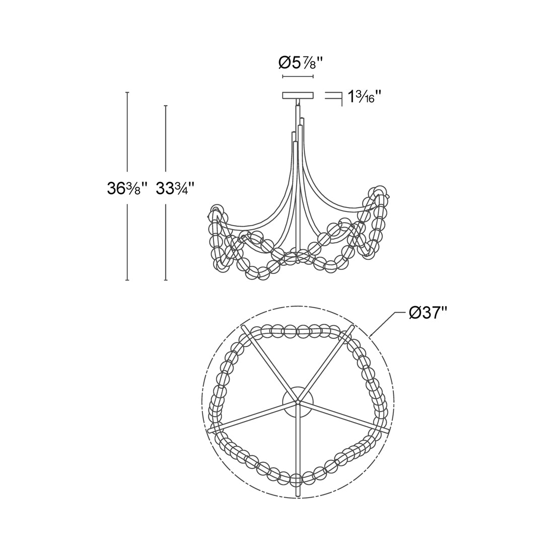Parel LED Flush Mount Ceiling Light - line drawing.