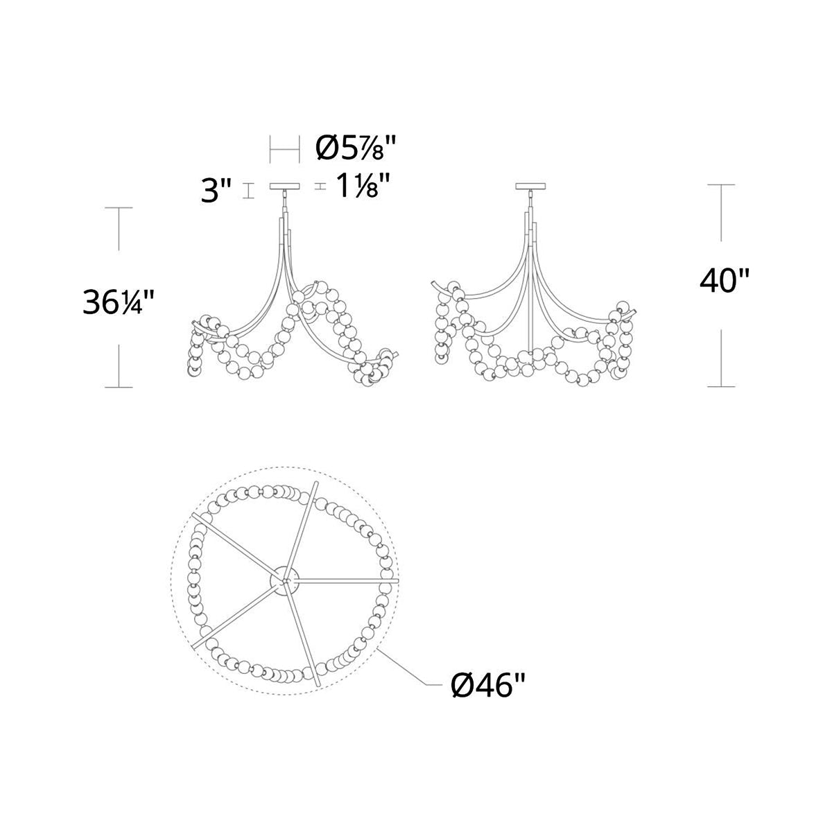 Parel LED Flush Mount Ceiling Light - line drawing.