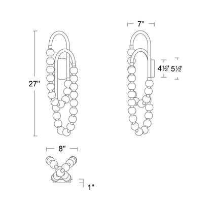 Parel LED Wall Light -line drawing.