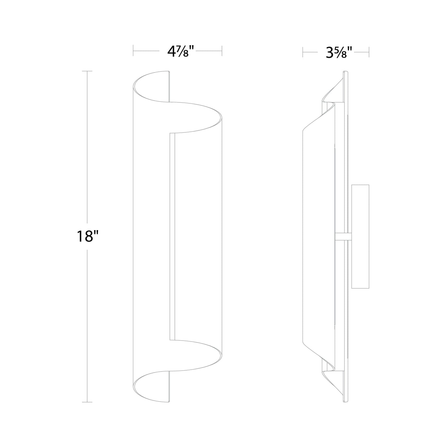 Pirouette LED Wall Light - line drawing.