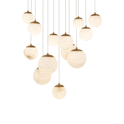 Pisces Square LED Pendant Light in Aged Brass (13-Light).