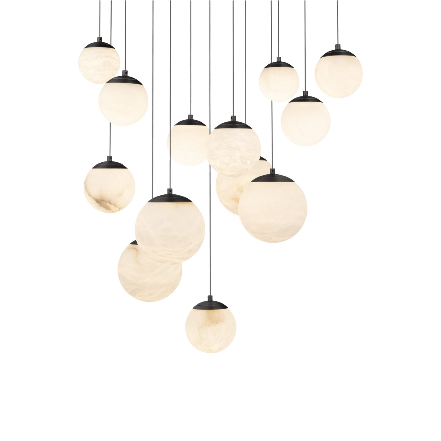 Pisces Square LED Pendant Light in Black (13-Light).