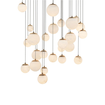 Pisces Square LED Pendant Light in Aged Brass (25-Light).