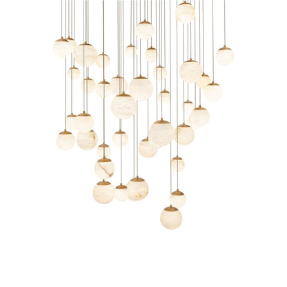 Pisces Square LED Pendant Light in Aged Brass (41-Light).