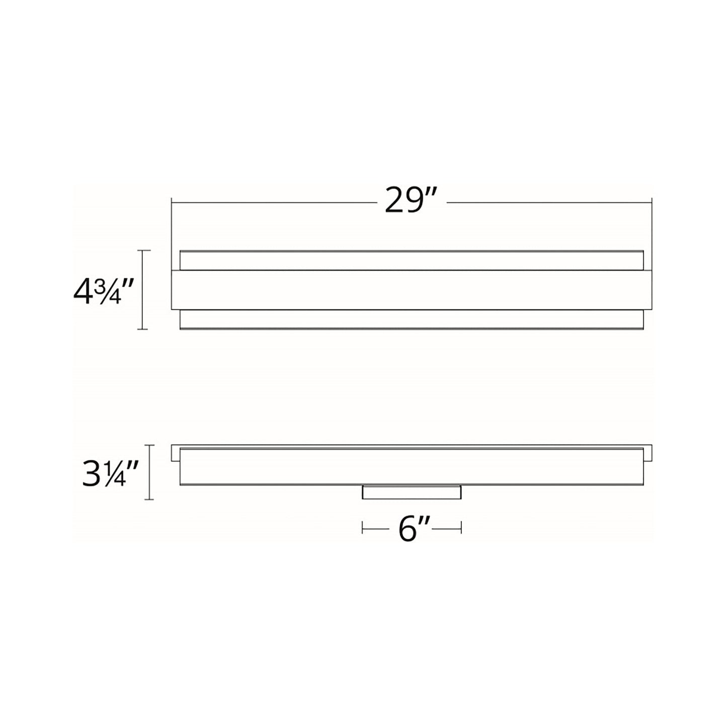 Posh LED Bath Vanity Light - line drawing.