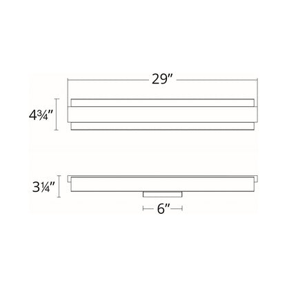 Posh LED Bath Vanity Light - line drawing.