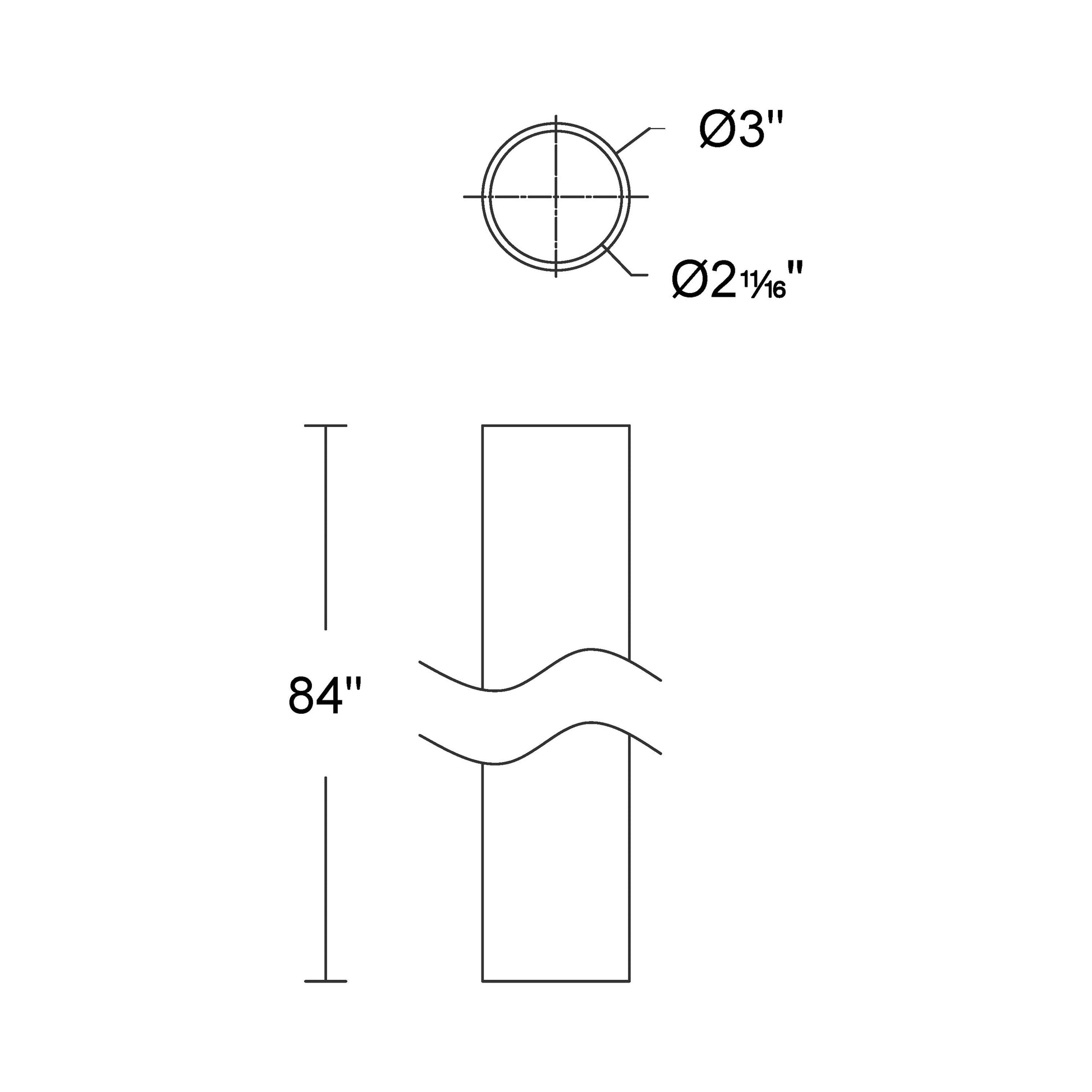 Post Top Pole - line drawing.