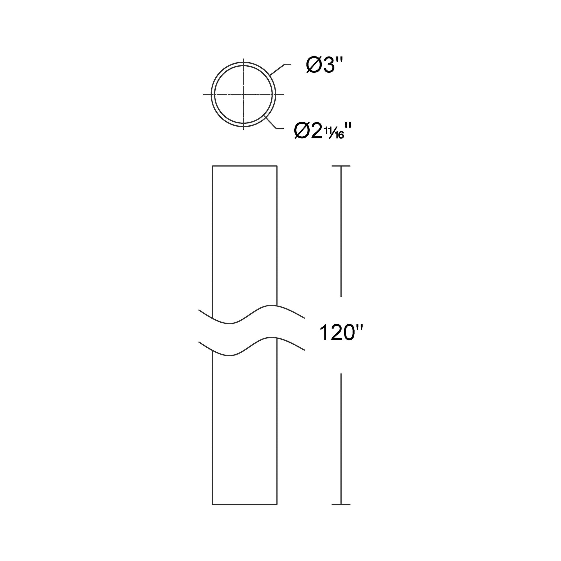Post Top Pole - line drawing.