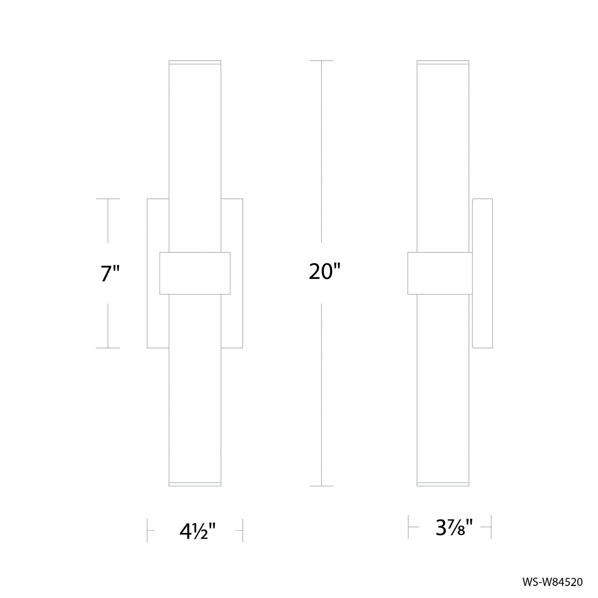 Quincy Outdoor LED Wall Light - line drawing.