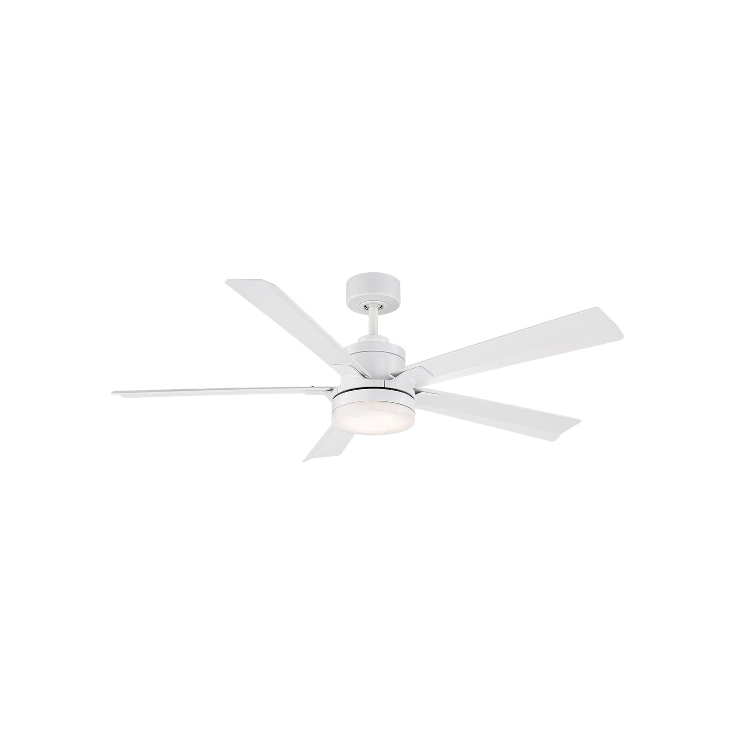 Radiant LED Ceiling Fan in Matte White/Alabaster (56-Inch).