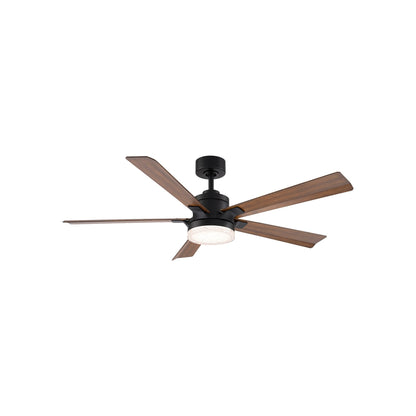 Radiant LED Ceiling Fan in Matte Black/Distressed Koa/Crystal (56-Inch).