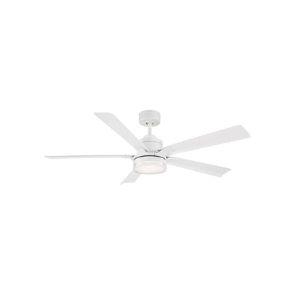 Radiant LED Ceiling Fan in Matte White/Crystal (56-Inch).