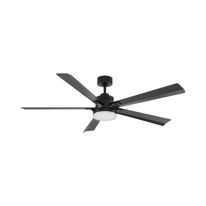 Radiant LED Ceiling Fan in Matte Black/Crystal (64-Inch).