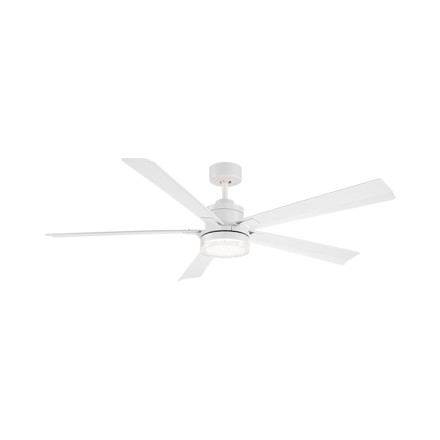 Radiant LED Ceiling Fan in Matte White/Crystal (64-Inch).