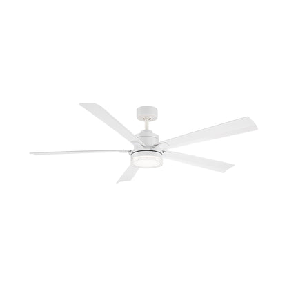 Radiant LED Ceiling Fan in Matte White/Crystal (64-Inch).