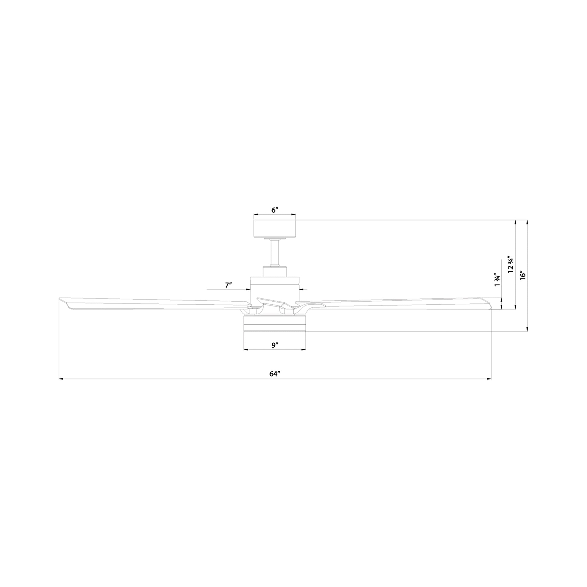 Radiant LED Ceiling Fan - line drawing.