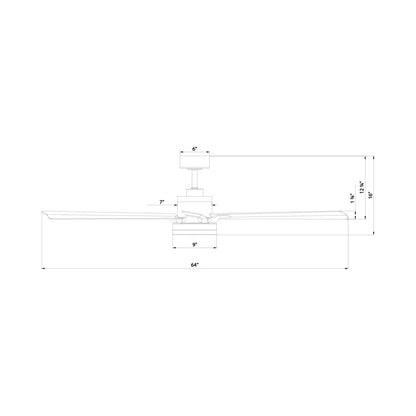 Radiant LED Ceiling Fan - line drawing.
