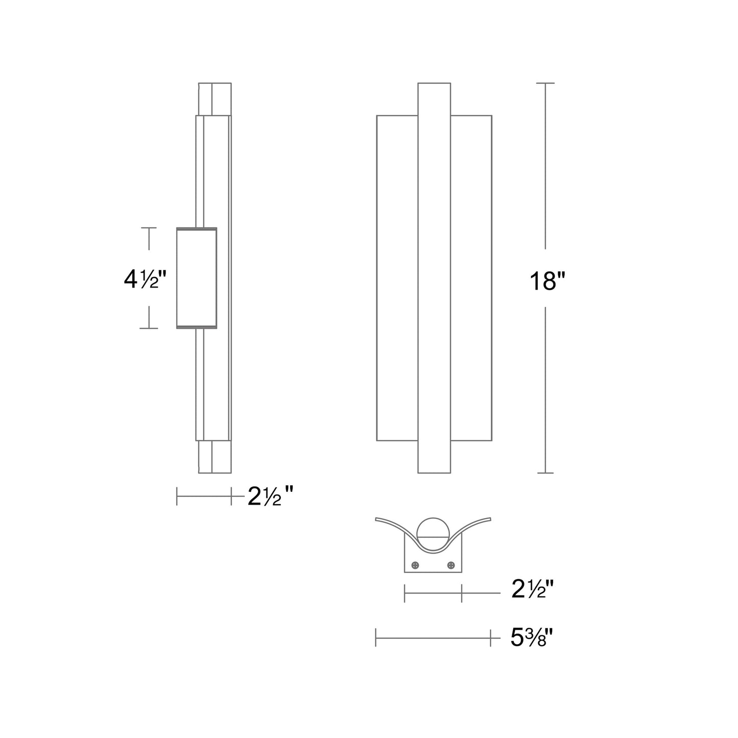 Rapper LED Wall Light - line drawing.