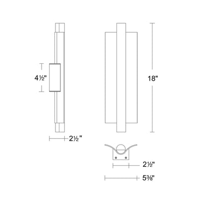Rapper LED Wall Light - line drawing.