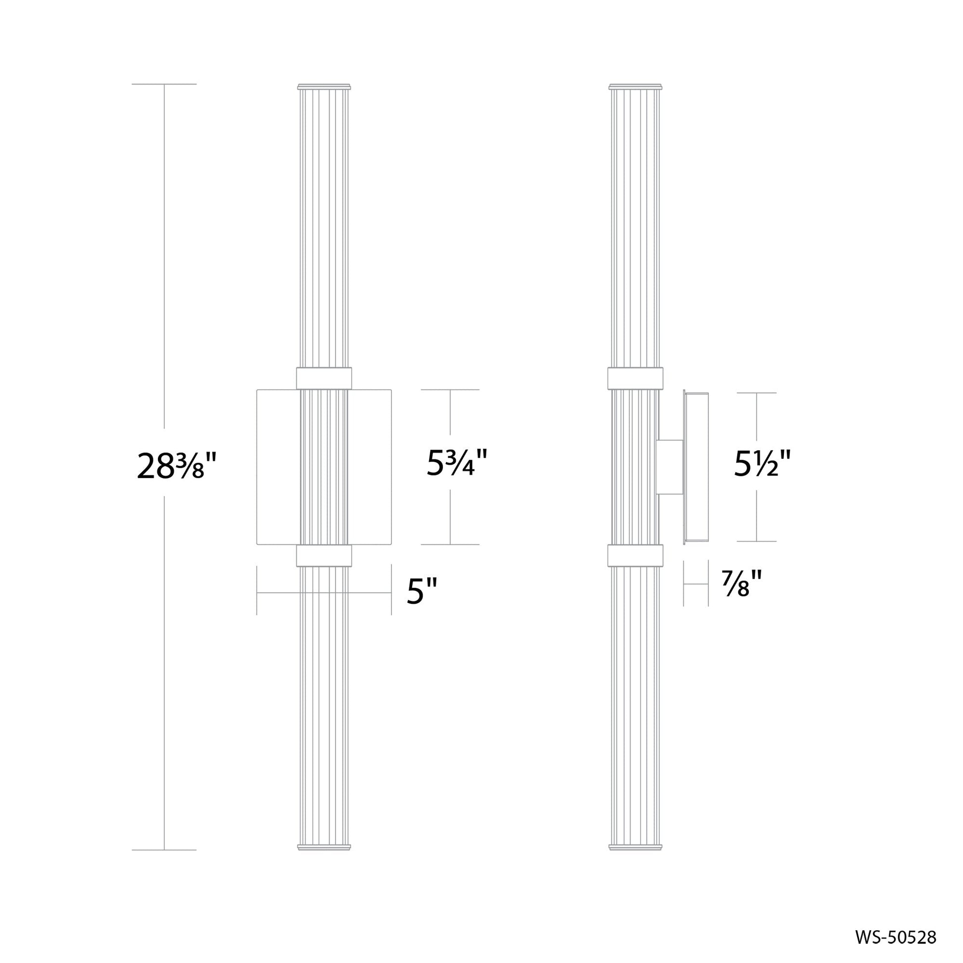 Ribeye LED Bath Vanity Light - line drawing.