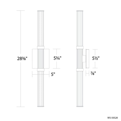 Ribeye LED Bath Vanity Light - line drawing.
