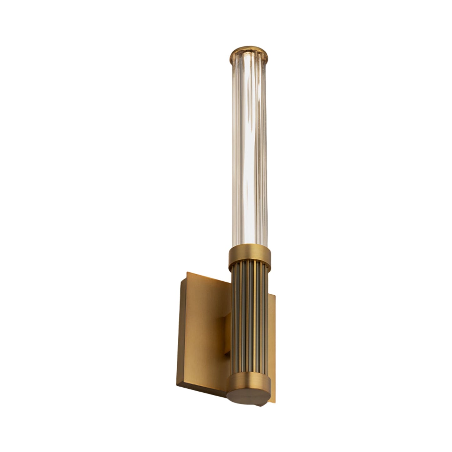 Ribeye LED Wall Light in Aged Brass.