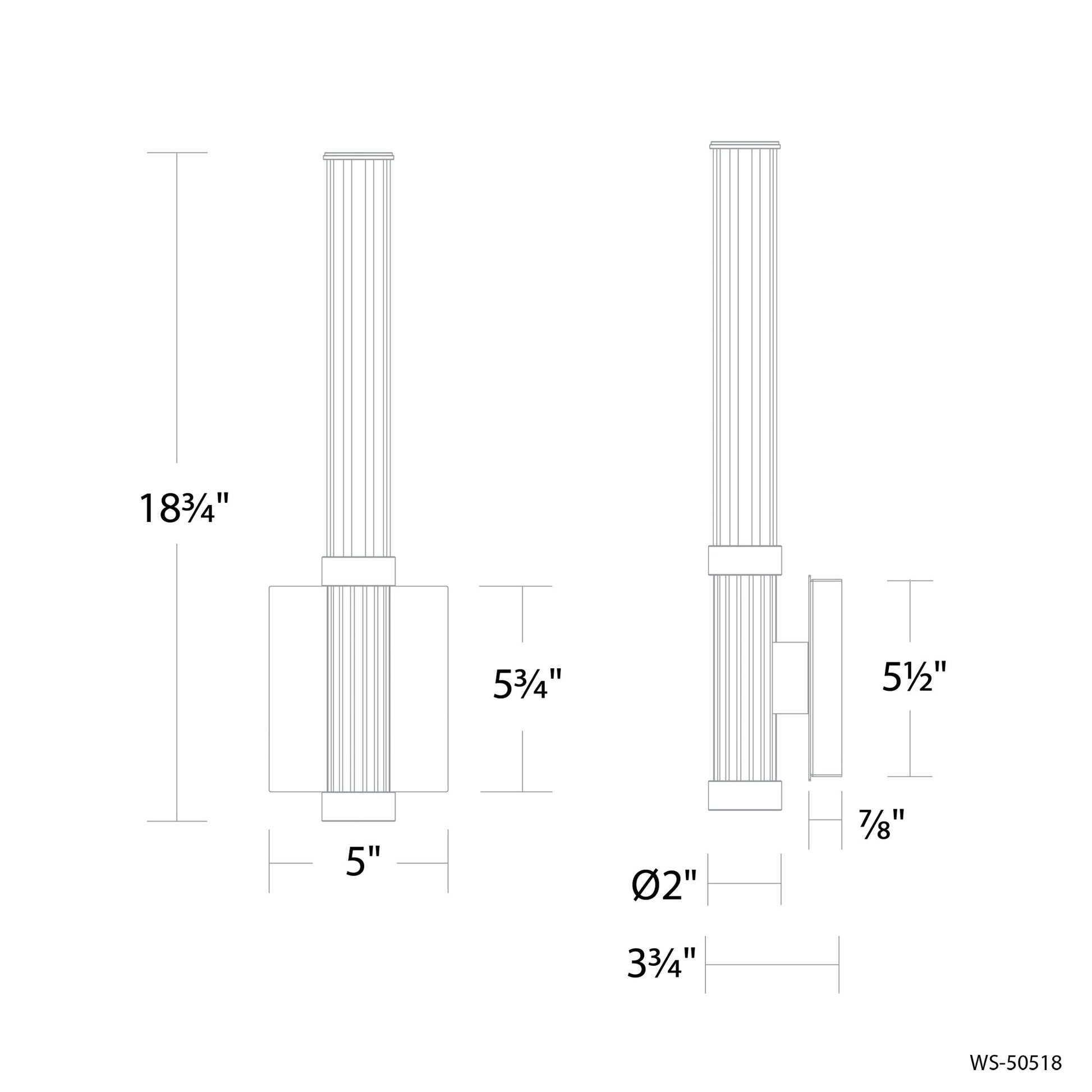 Ribeye LED Wall Light - line drawing.
