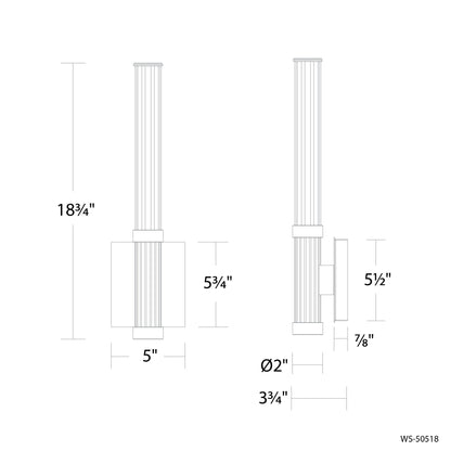 Ribeye LED Wall Light - line drawing.