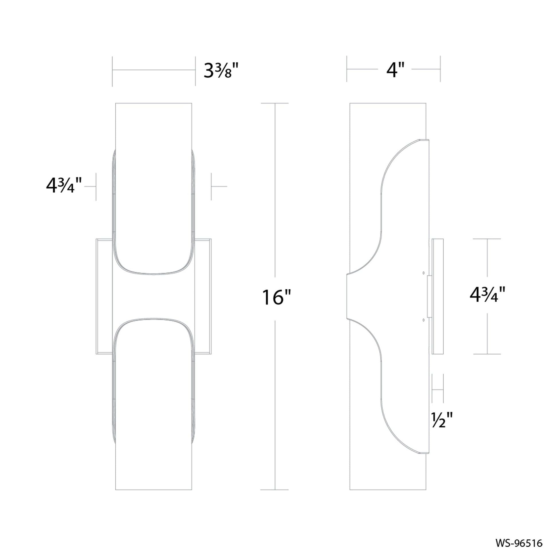 Royce LED Wall Light - line drawing.