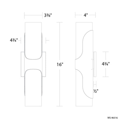 Royce LED Wall Light - line drawing.