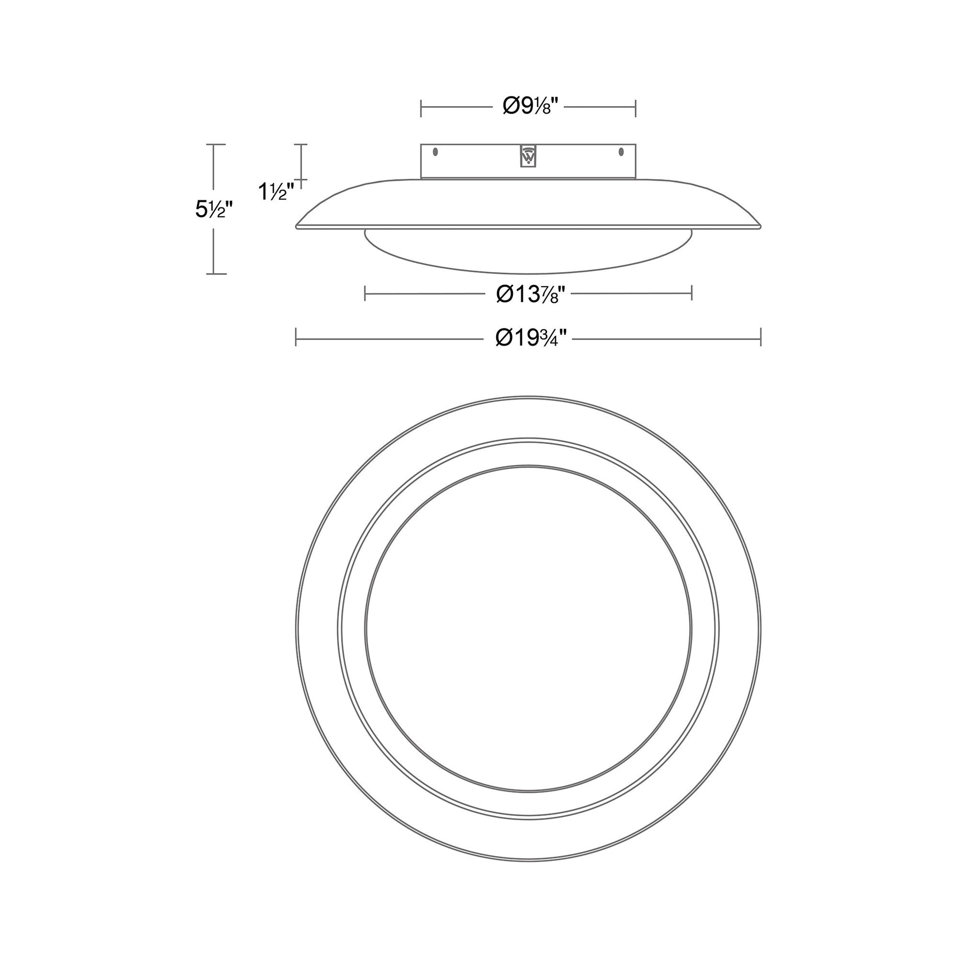 Saturno LED Flush Mount Ceiling Light - line drawing.