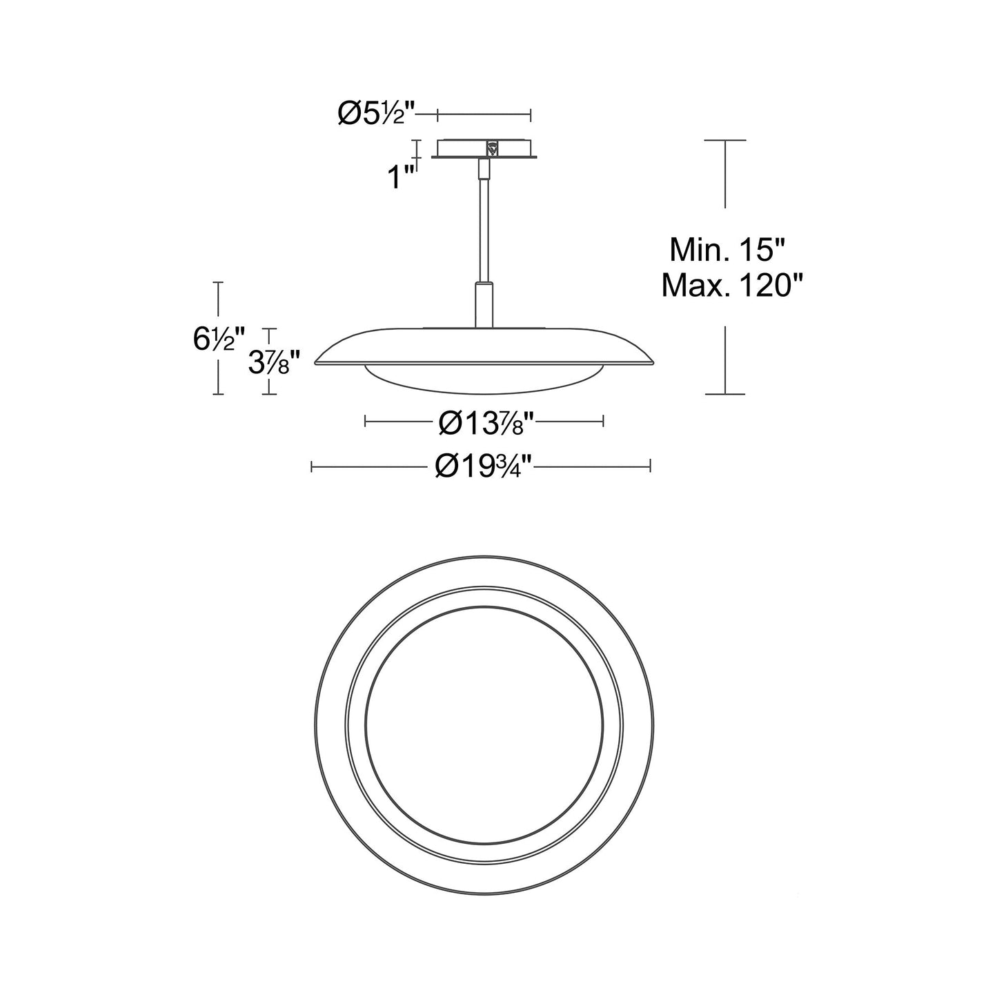 Saturno LED Pendant Light - line drawing.