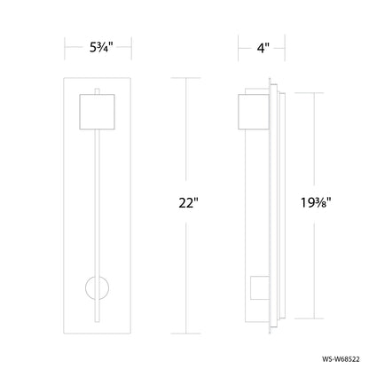 Scepter Outdoor LED Wall Light - line drawing.