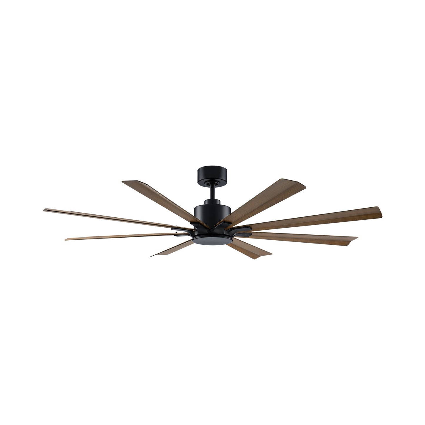 Size Matters Outdoor Ceiling Fan in Matte Black/Distressed Koa (65-Inch/Light Kit Not Included).