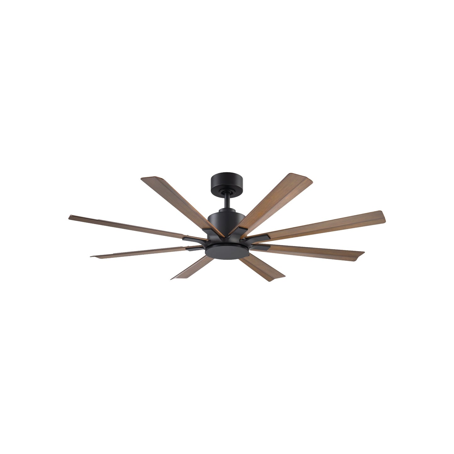 Size Matters Outdoor Ceiling Fan in Matte Black/Distressed Koa (56-Inch/Light Kit Not Included).