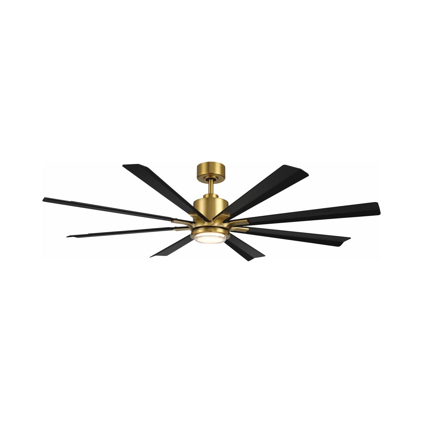 Size Matters Outdoor Ceiling Fan in Soft Brass/Matte Black (65-Inch/Light Kit Included).
