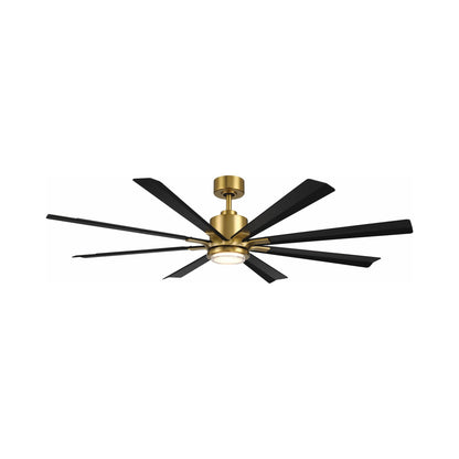 Size Matters Outdoor Ceiling Fan in Soft Brass/Matte Black (65-Inch/Light Kit Included).