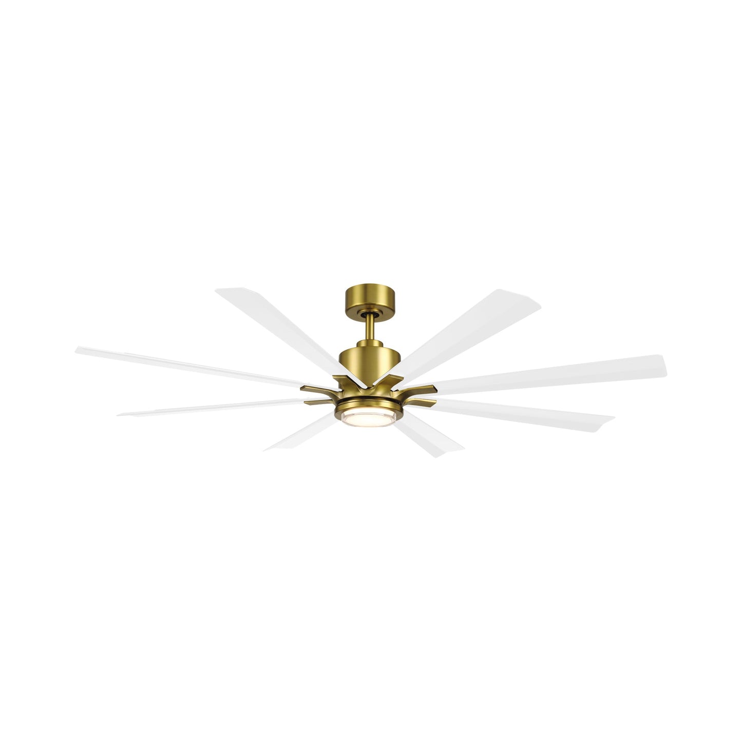 Size Matters Outdoor Ceiling Fan in Soft Brass/Matte White (65-Inch/Light Kit Included).